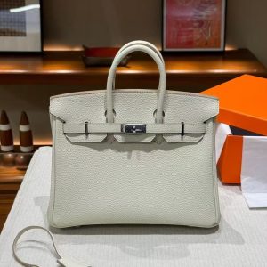 Luxury Handmade  leather handbag, 25CM long White