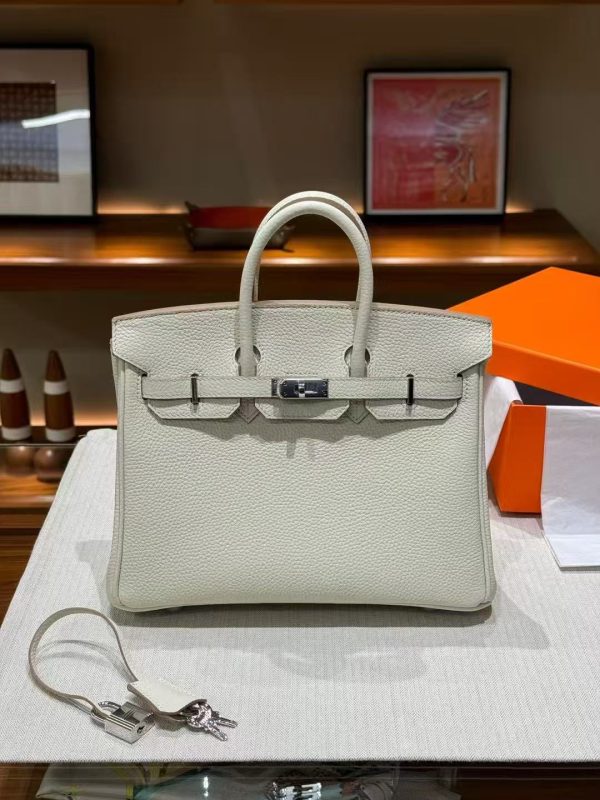 2025-005- (1)W Luxury Handmade leather handbag, 25CM long White