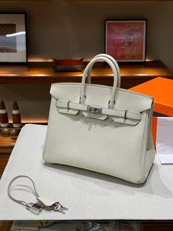 2025-005- (2)W Luxury Handmade leather handbag, 25CM long White