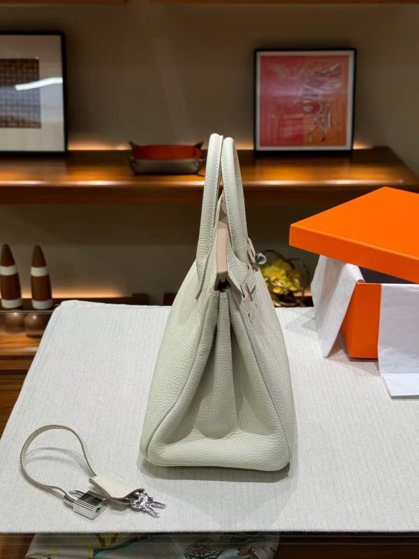 2025-005- (3)W Luxury Handmade leather handbag, 25CM long White