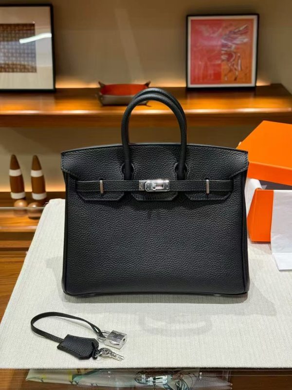 Luxury Handmade  leather handbag, 25CM long Black