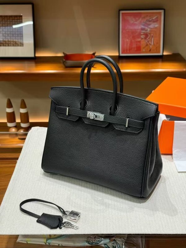 Luxury Handmade  leather handbag, 25CM long Black