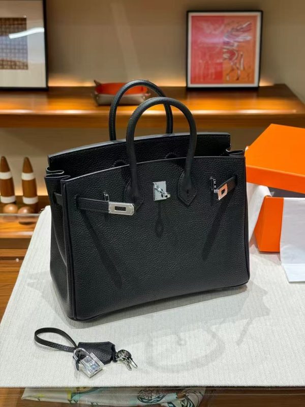 Luxury Handmade  leather handbag, 25CM long Black