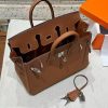 Luxury Handmade  leather handbag, 25CM long Brown