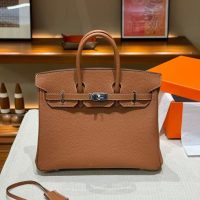 Luxury Handmade  leather handbag, 25CM long Brown