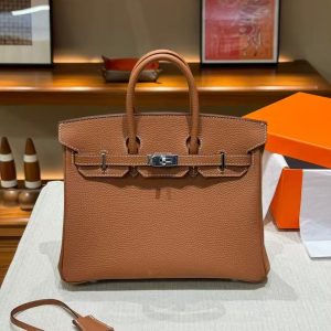 Luxury Handmade  leather handbag, 25CM long Brown