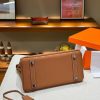 Luxury Handmade  leather handbag, 25CM long Brown