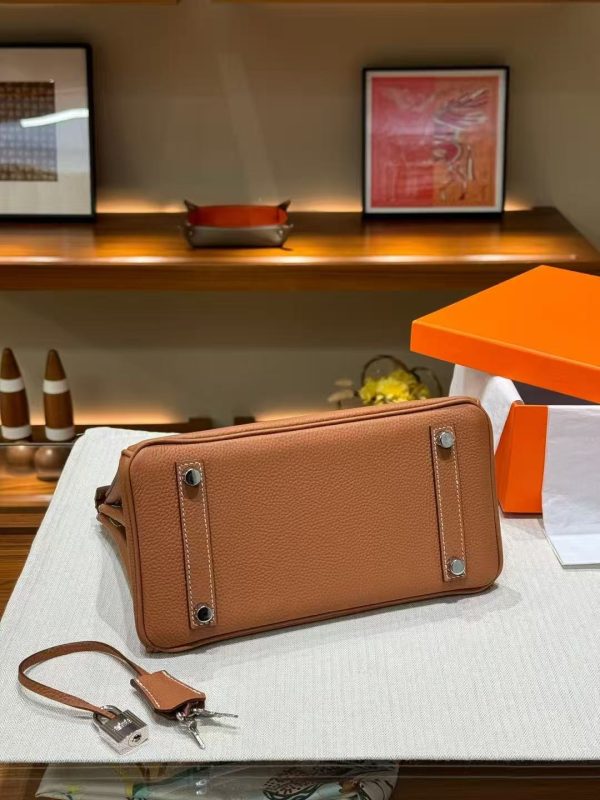 2025-007BN (6) Luxury Handmade leather handbag, 25CM long Brown