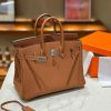 Luxury Handmade  leather handbag, 25CM long Brown