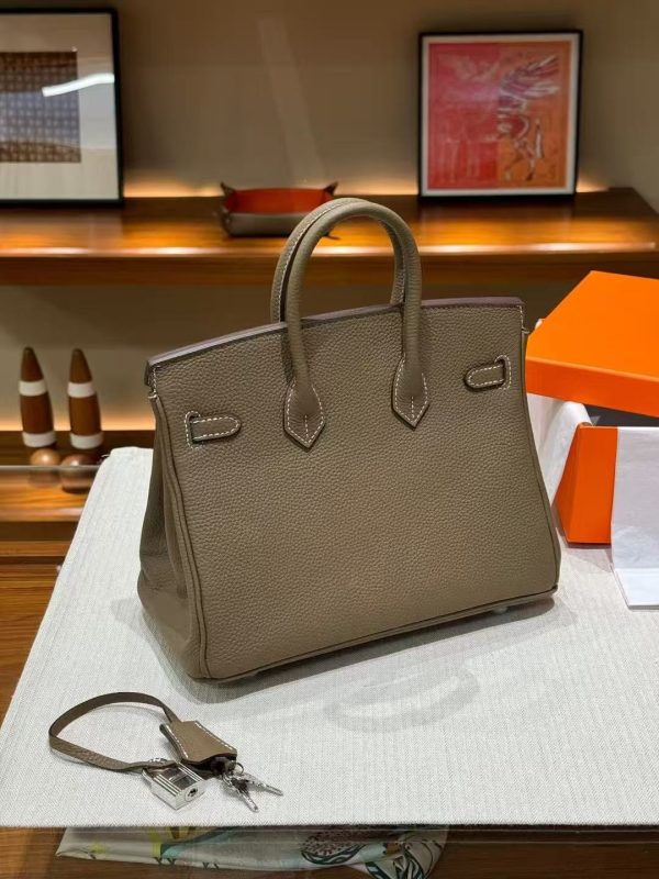 2025-008-GY (2) Luxury Handmade leather handbag, 25CM long Gray