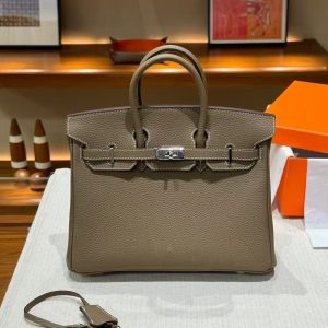 Luxury Handmade  leather handbag, 25CM long Gray