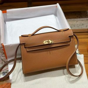 Brown Gold Handmade grainy leather bag