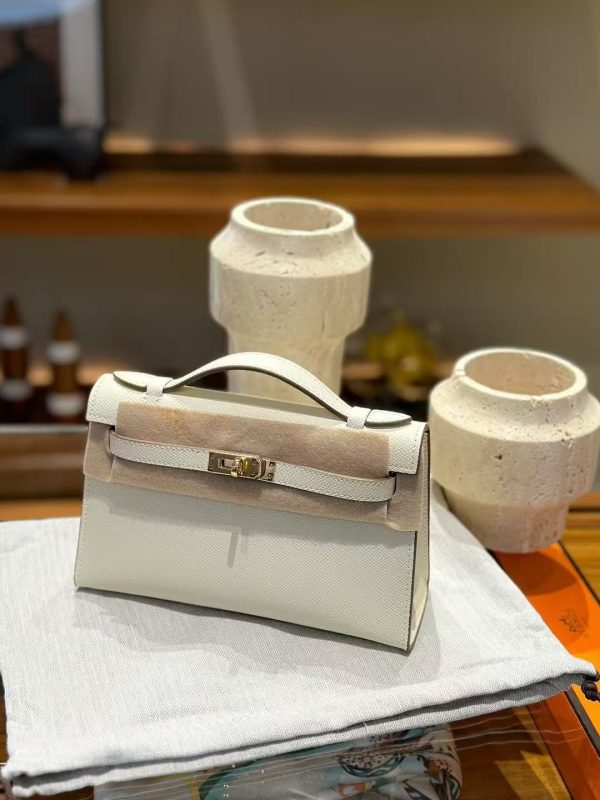 White Gold Handmade grainy leather bag