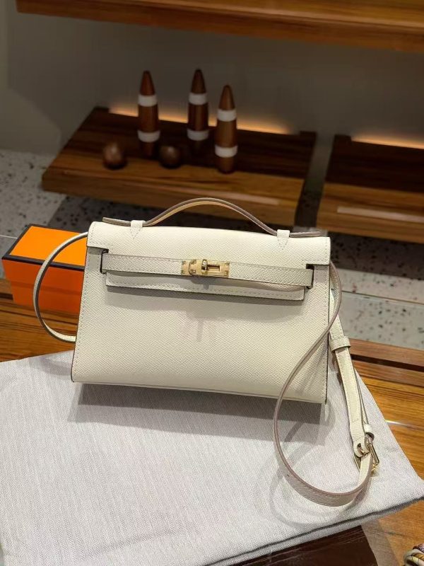 White Gold Handmade grainy leather bag