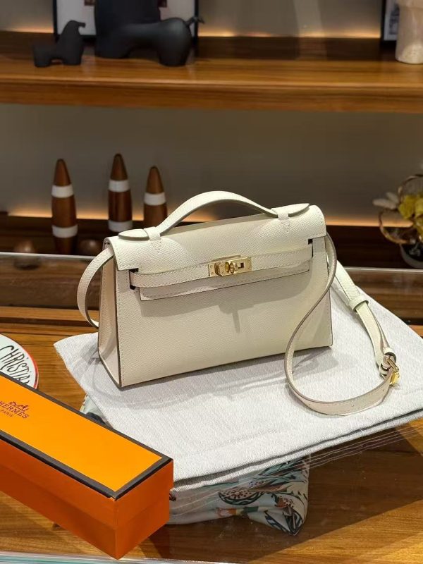 White Gold Handmade grainy leather bag