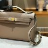 Grey Gold Handmade grainy leather bag