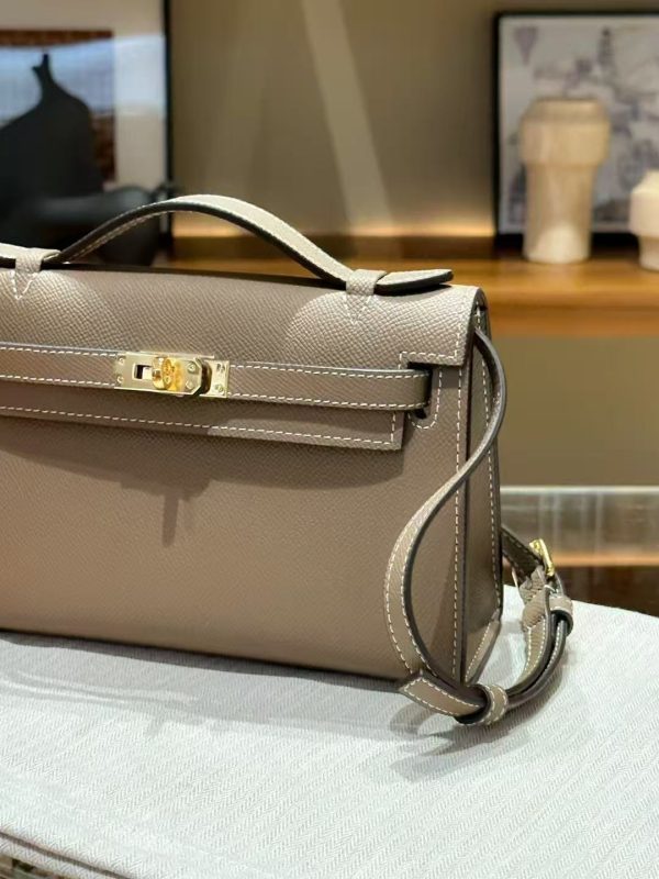 Grey Gold Handmade grainy leather bag