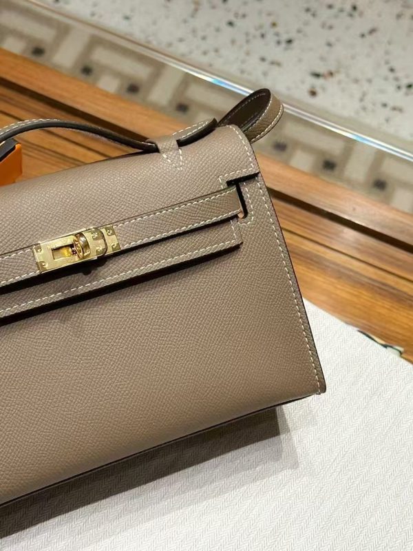Grey Gold Handmade grainy leather bag