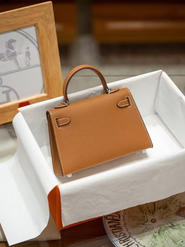 2025-013BN (2) Brown Gold Handcrafted palmprint leather bag