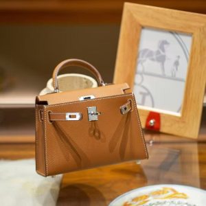 Brown Gold Handcrafted palmprint leather bag