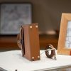 Brown Gold Handcrafted palmprint leather bag