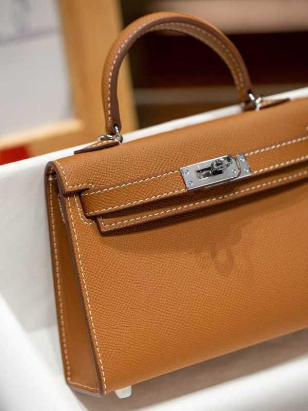 2025-013BN (6) Brown Gold Handcrafted palmprint leather bag