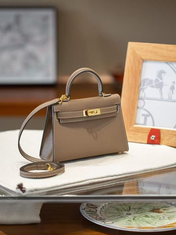 2025-014GY (2) Grey Gold Handcrafted palmprint leather bag