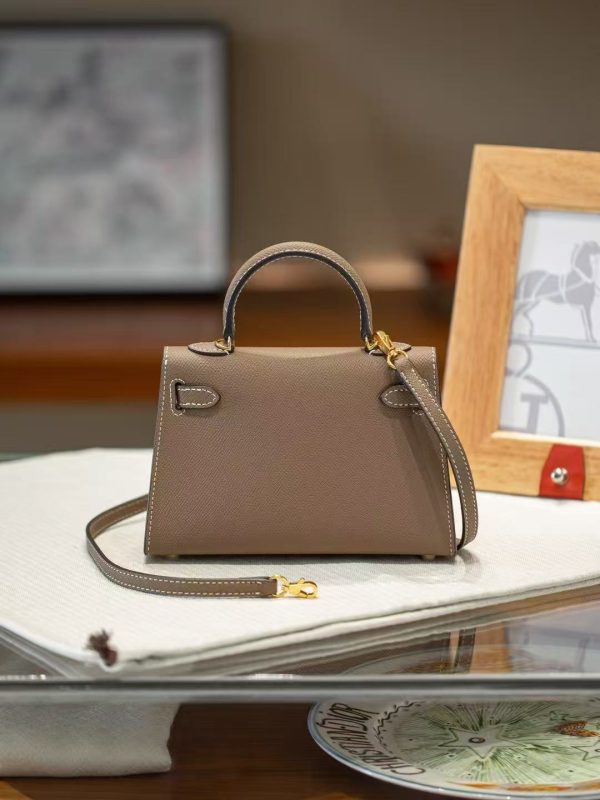 2025-014GY (3) Grey Gold Handcrafted palmprint leather bag