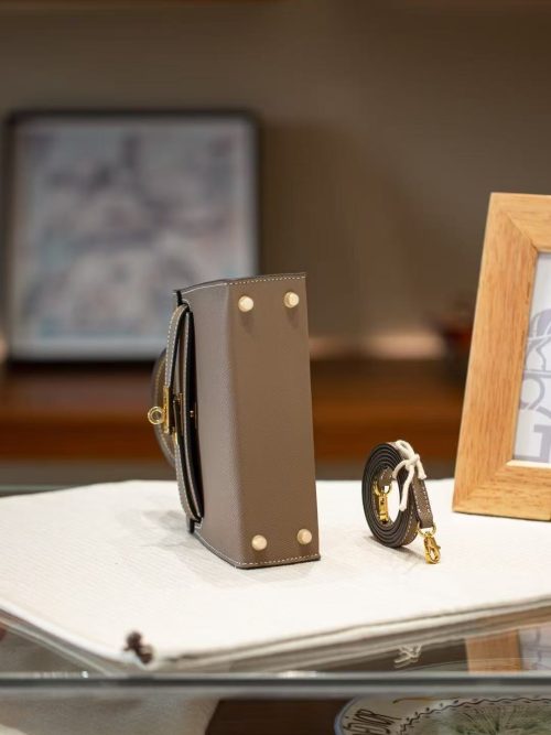 Grey Gold Handcrafted palmprint leather bag