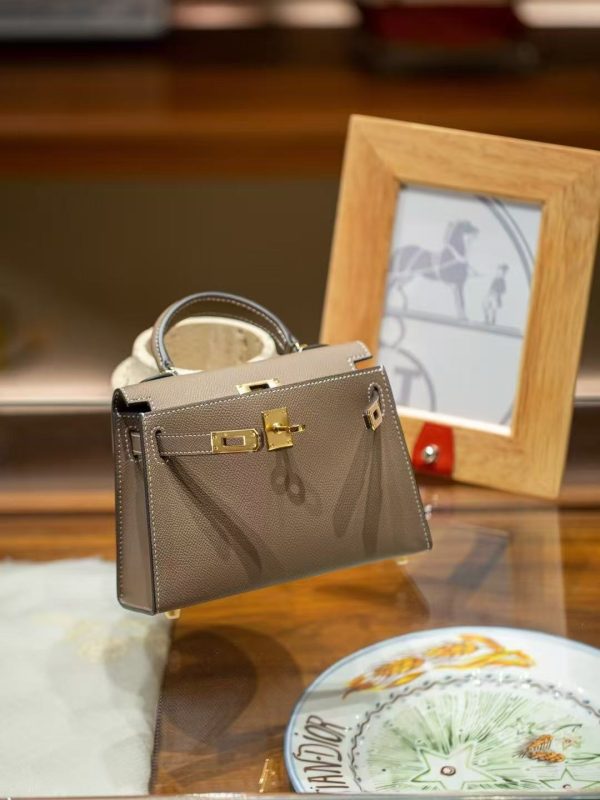 2025-014GY (7) Grey Gold Handcrafted palmprint leather bag