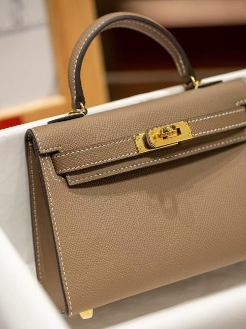 Grey Gold Handcrafted palmprint leather bag