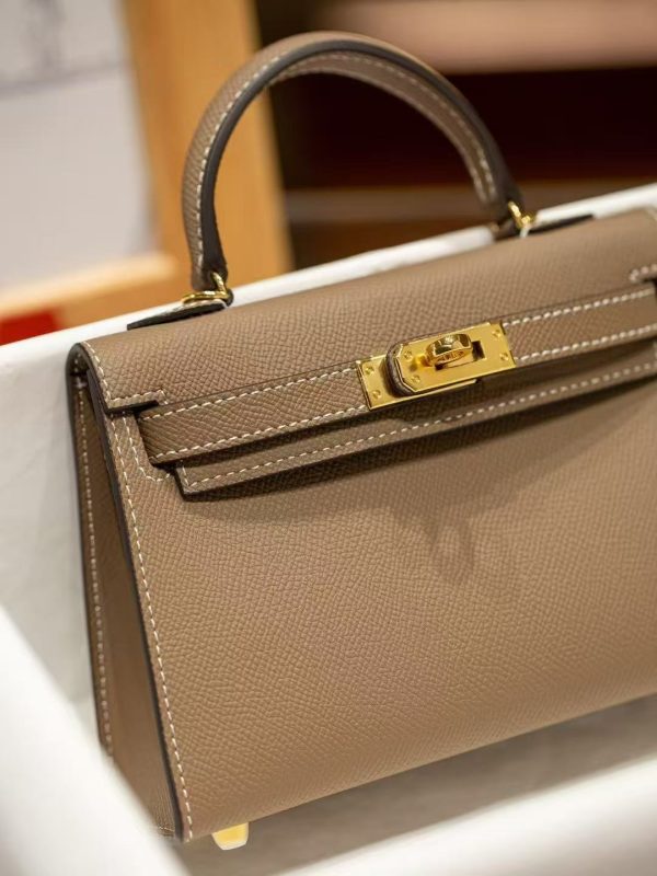 2025-014GY (8) Grey Gold Handcrafted palmprint leather bag