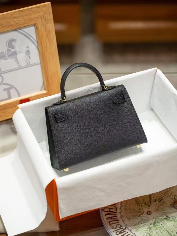 2025-015-BK (5) Black Gold Handcrafted palmprint leather bag