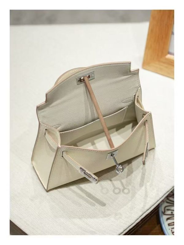 2025-016W (1) White Gold Handcrafted palmprint leather bag