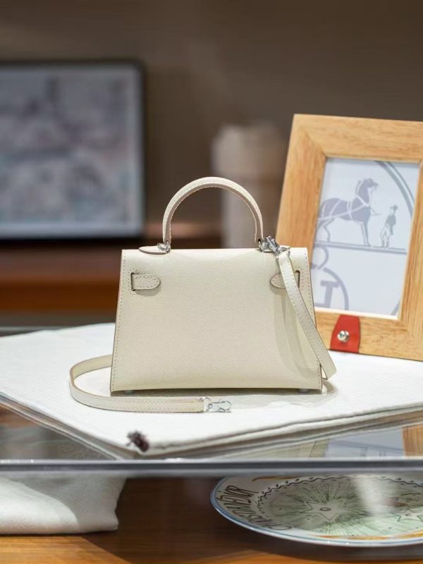 2025-016W (3) White Gold Handcrafted palmprint leather bag