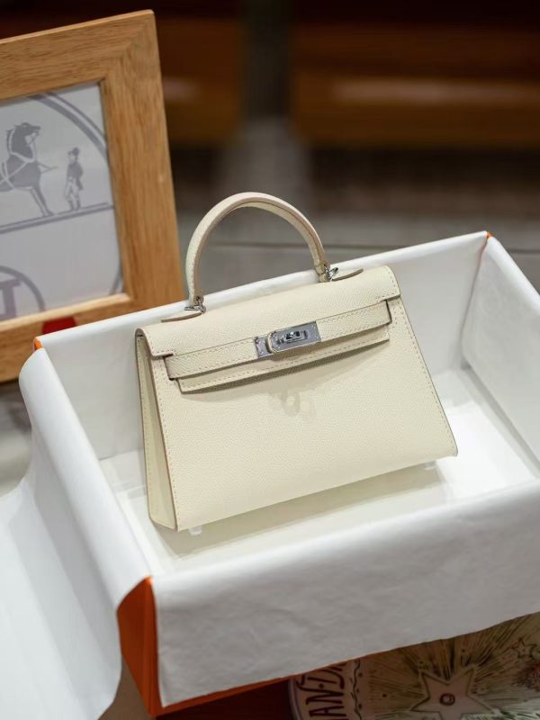 2025-016W (6) White Gold Handcrafted palmprint leather bag