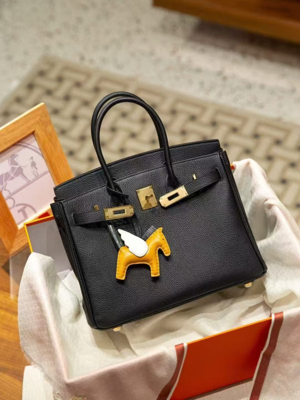 2025-017-BK (3) Luxury Handmade leather handbag, 30CM long black