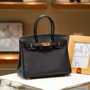 Luxury Handmade  leather handbag, 30CM long  black