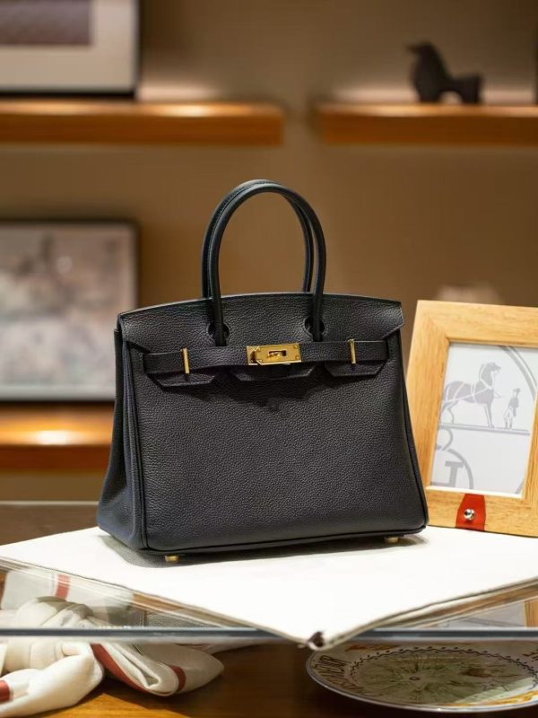 2025-017-BK (4) Luxury Handmade leather handbag, 30CM long black