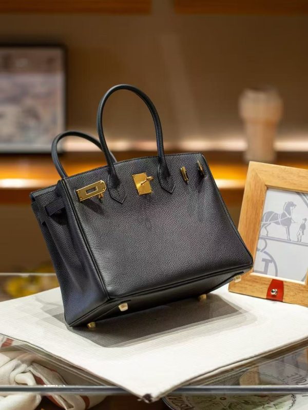 2025-017-BK (5) Luxury Handmade leather handbag, 30CM long black