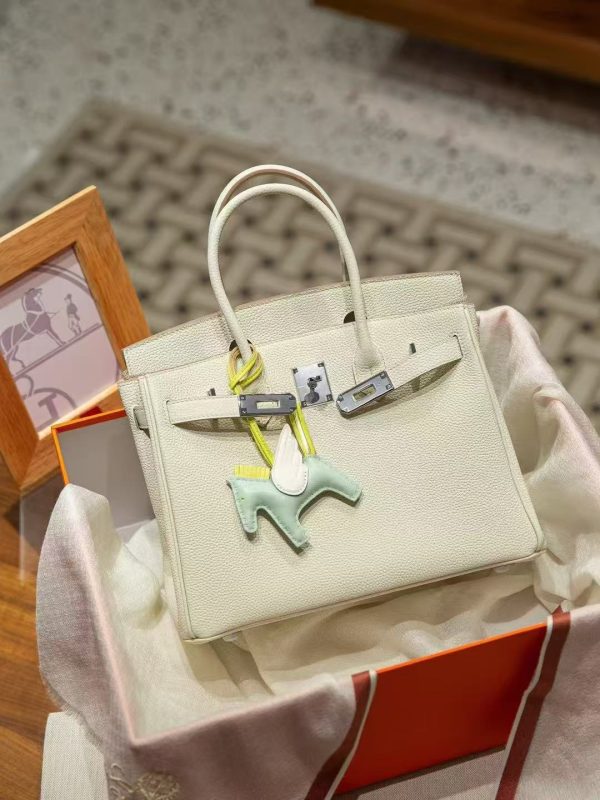 2025-018W (1) Luxury Handmade leather handbag, 30CM long white