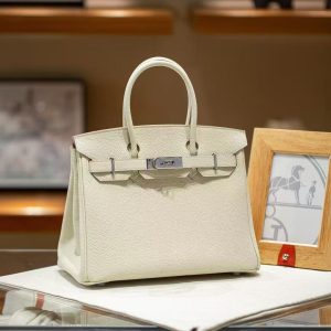 Luxury Handmade  leather handbag, 30CM long white