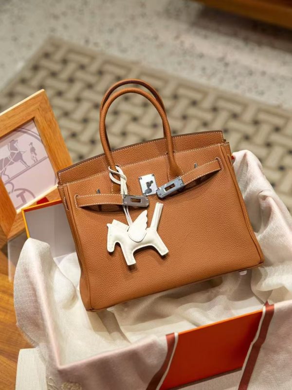 2025-019BN (1) Luxury Handmade leather handbag, 30CM long Brown