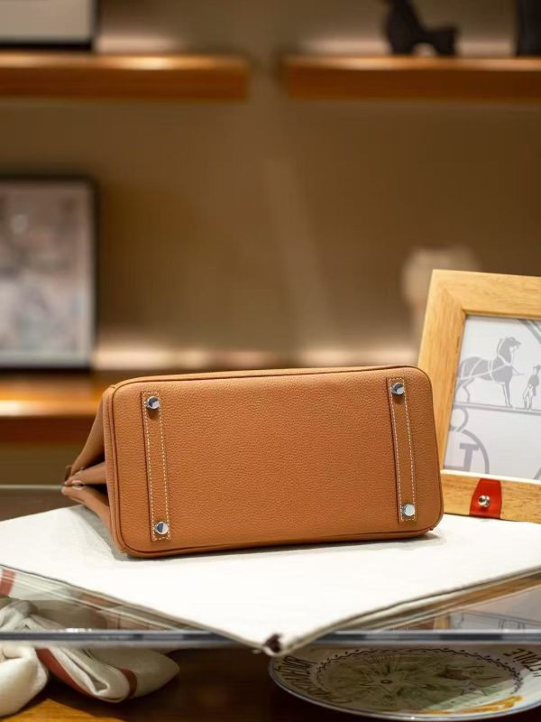 2025-019BN (3) Luxury Handmade leather handbag, 30CM long Brown