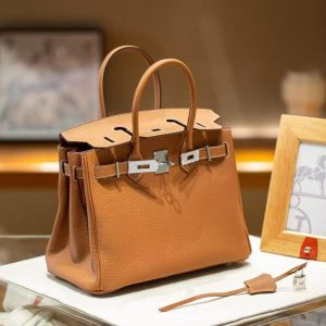 Luxury Handmade  leather handbag, 30CM long  Brown