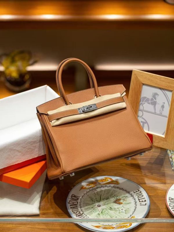 2025-019BN (5) Luxury Handmade leather handbag, 30CM long Brown