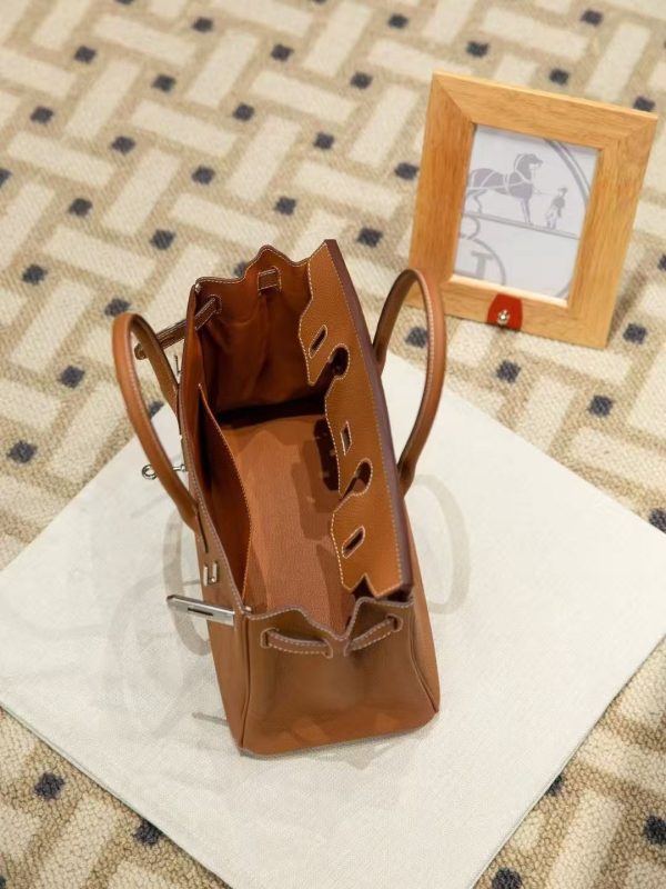 2025-019BN (6) Luxury Handmade leather handbag, 30CM long Brown