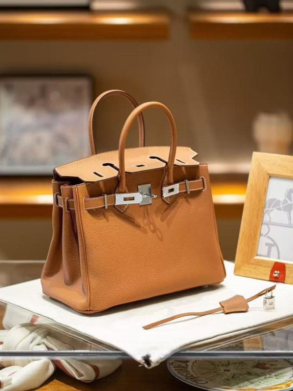 2025-019BN Luxury Handmade leather handbag, 30CM long Brown