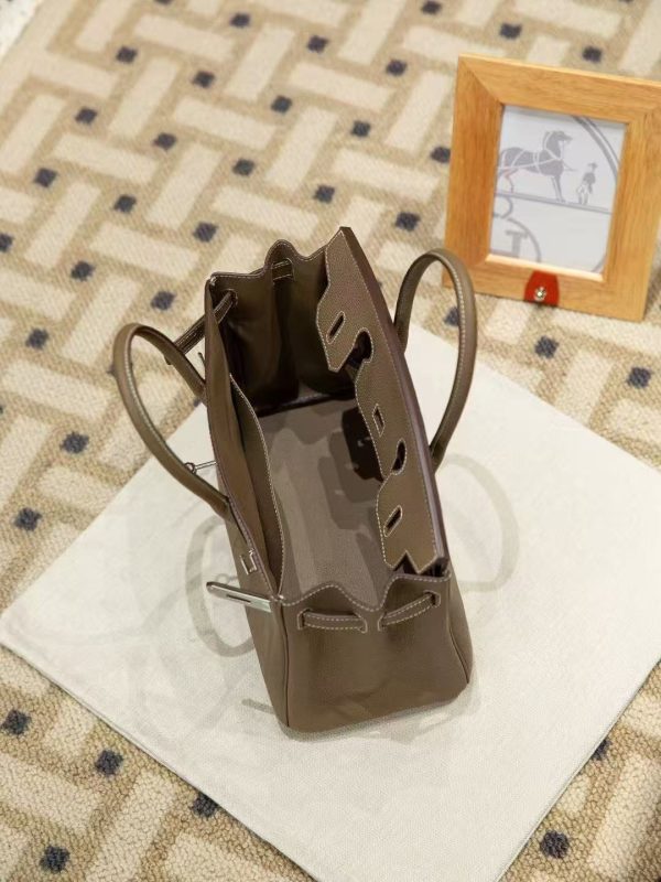 2025-020-GY (2) Luxury Handmade leather handbag, 30CM long Gray