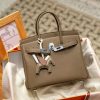 Luxury Handmade  leather handbag, 30CM long Gray